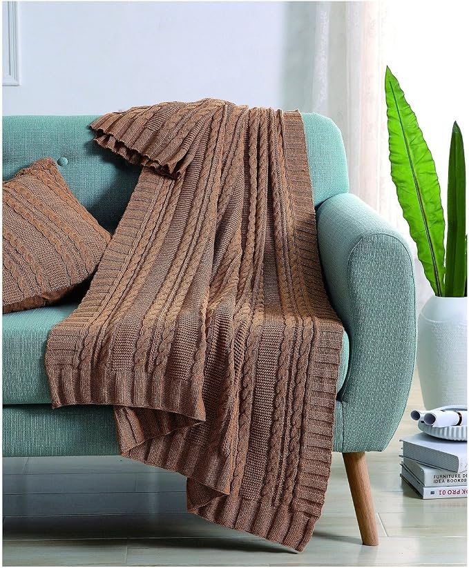 VCNY Home - Throw, Soft & Cozy Cotton Blanket, Cable Knit Home Décor