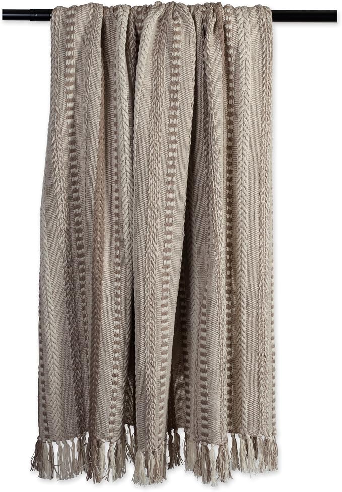 DII Braided Striped Decorative Throw Blanket, 50x60, Stone