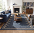 GarveeHome 10x13 Living Room Area Rug Large Easy Jute Bedroom Rugs | Non Slip Modern Solid Color Dining Room Throw Carpet Stain Resistant Neutral Washable Rug for Nursery Home Office Decor, Blue