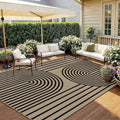 Faux Jute Rug for Living Room, 5' x 7' Area Rug, Black Farmhouse Ultra-Thin Washable Non-Slip Outdoor Rug for Bedroom, Dining Room, Backyard, Home Decor