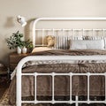 Allewie Queen Metal Bed Frame with Victorian Iron-Art Headboard, White | Victorian Style Wrought Iron-Art Headboard/Footboard, Easy Assembly, Under Bed Storage, No Box Spring Required