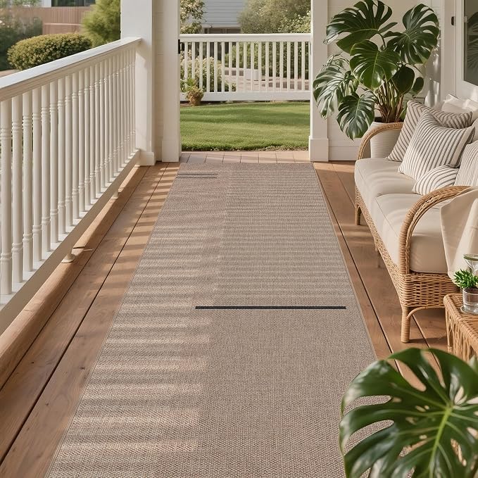 Non-Slip Jute Rug for Entryway: 2.5x8 Outdoor Mat - Beige Woven | Safe Walking for Family All Day and Help with Cutting Slip Falls by 70%