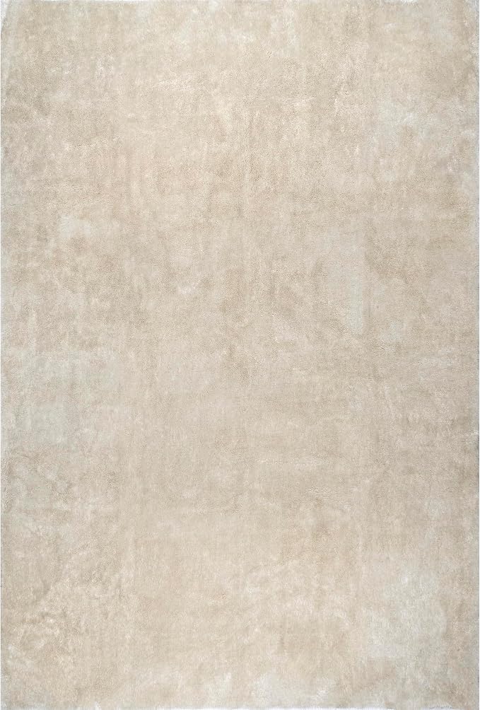 nuLOOM Loni Cream Solid Washable Area Rug, 6' x 9'
