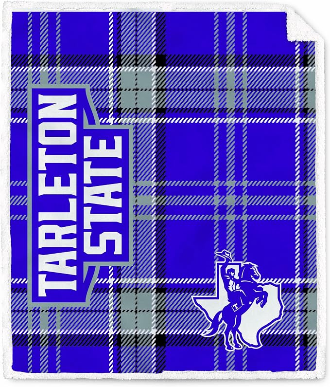 NCAA Tarleton State Texans Playmaker Plaid Ultra Cozy Sherpa Throw