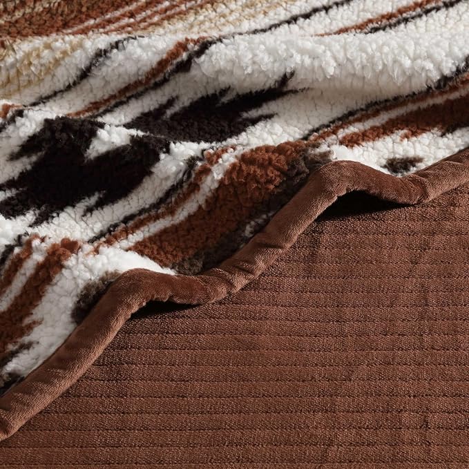 Wrangler - Faux Shearling Throw Blanket 50x60, Ultra Soft Reversible Plush Blanket for Couch, Western Style Room Decor, Cozy Throw for Sofa or Bed (Coyote Sands)