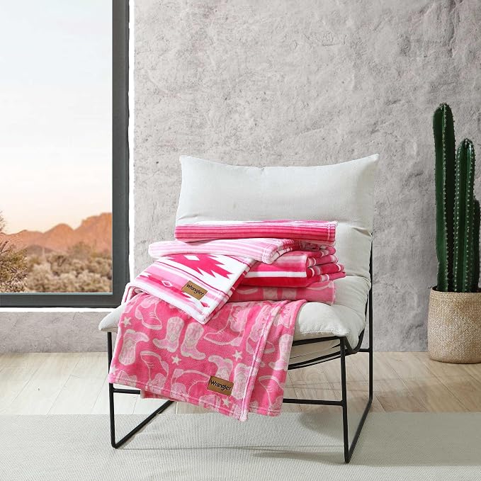 Wrangler - Blanket, Super Soft Plush Fleece Bedding, Yellowstone Inspired Throw Blanket for Couch or Bed (Coyote Sands Pink, 50" x 60")