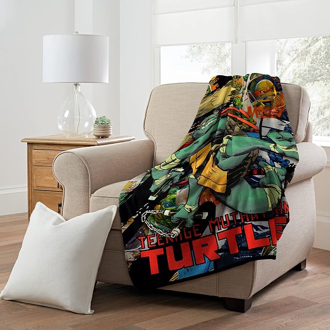 Northwest Teenage Mutant Ninja Turtles Micro Raschel Throw Blanket, 46" x 60", Flyin Mikey