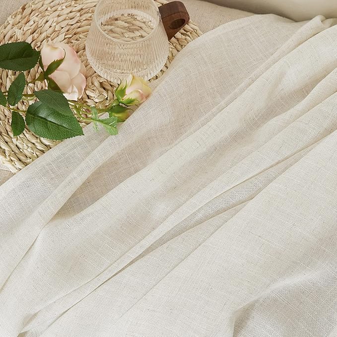 NICETOWN Bedroom Curtains Natural Linen Burlap, Rustic Rod Pocket & Back Tab - Image 7