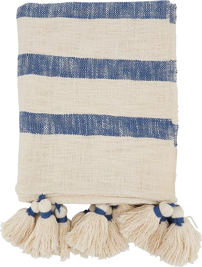 SARO LIFESTYLE Chic Tassels Stripe Throw Blanket