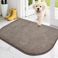 PURRUGS Dirt Trapping Door Mat Half Round 24" x 35.5", Non-Slip Machine Washable Entry Rug, Entrance Mat, Indoor Front Door Mat, Super Absorbent Entryway Rug for Muddy Shoes & Paws, Heathered Beige