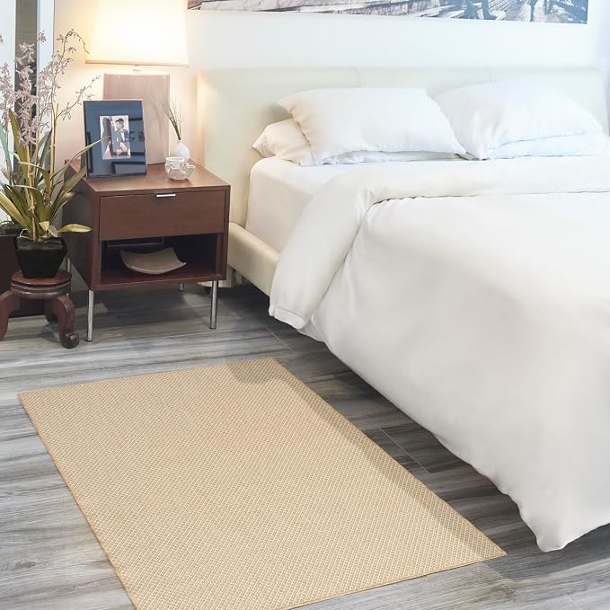 Nourison Home Courtyard Natural 2' x 3' Area Rug - Easy Clean, Non Shedding, Bed Room, Living Room, Dining Room, Kitchen (2' x 3')