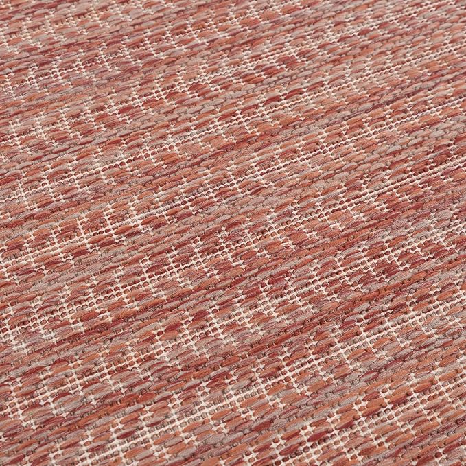 Adiva Rugs Outdoor Indoor Area Rug, Weather Resistant, Easy to Clean, Stain Resistant Floor Mat for Dining Room, Backyard, Deck, Patio (Copper Weiss, 2'6" x 7')