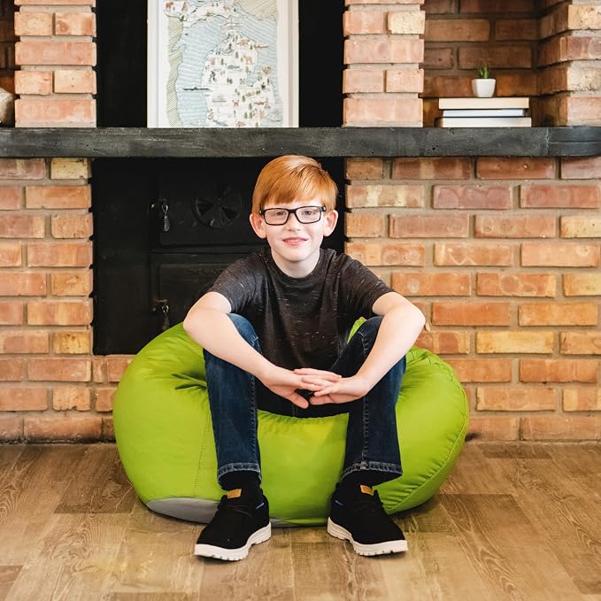 Big Joe Classic Bean Bag Chair for Kids Bedroom and Reading Nook, Easy-Clean Spicy Lime, Durable Nylon Polyester Blend, 2 feet Refillable | 2 feet, Smartmax Fabric, Polystyrene Bean Filled, Refillable, Nylon Polyester, Safe for Kids Ages 3+, Supports U...