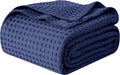 Elegant Comfort Premium 100% Cotton Waffle Blanket - Lightweight Breathable Waffle Weave Bed Blanket - Soft and Warm All Season Blanket for Couch, Sofa and Bed, TwinXL Size 68x90 Inches, Navy Blue