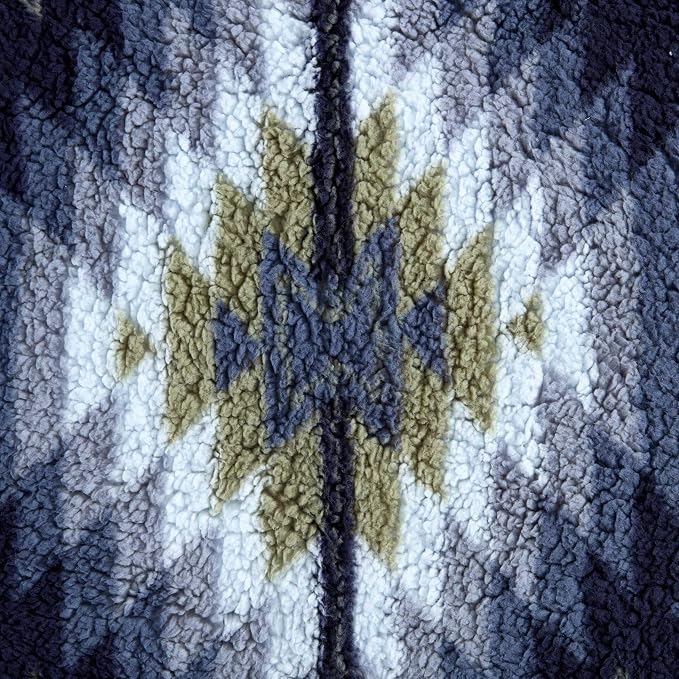 Wrangler - Reversible Throw Blanket, 50 x 60, Printed Sherpa Fleece Blanket for Bed & Couch, Cozy Decorative Throw, Dawn Aztec Blue