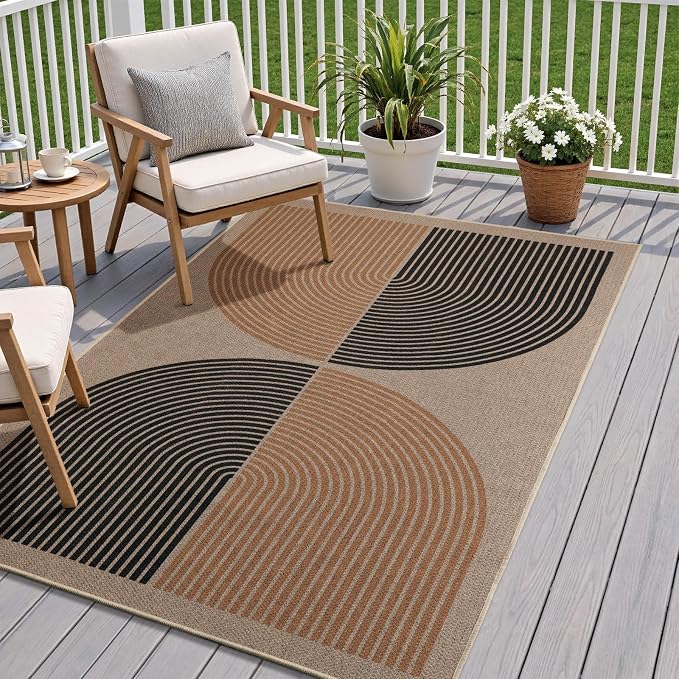 EDIMENS 3x5 Outdoor Rugs Easy Jute Porch Patio Rug Front Door Mat Entryway | Washable Non-Slip Geometric Rugs for Entryway Indoor Outdoor Farmhouse Rug Modern Carpet Area Rug for Living Room Kitchen