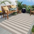 OJIA Outdoor Rug 5'x7' Striped Patio Rug Washable Indoor Outdoor Carpet | Cotton Woven Outside Rug Farmhouse Enrtyway Rug Large Area Rugs for Camping Living Room Bedroom Backyard Gray/White/Tan