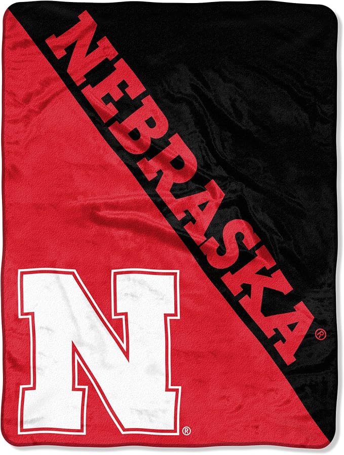 Northwest NCAA Nebraska Cornhuskers Unisex-Adult Micro Raschel Throw Blanket, 46" x 60", Halftone