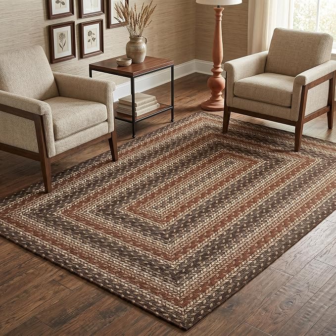 Garvee Easy Jute 4x6 Outdoor Rug Washable Non Slip Braided-Print Neutral Rugs for Living Room Ultra-Thin Non-Shedding Foldable Rug Indoor Outdoor Farmhouse Rugs for Bedroom Kitchen Porch Orange/Brown