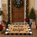 Tinideya 2 Pcs Door Mat Welcome Non Slip Coir Mats Floor Layering Doormats Seasonal for Front Porch Entryway Decor(Rustic Christmas)