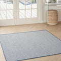 Nourison Home Courtyard Ivory Blue 4' x Square Area Rug - Easy Clean, Non Shedding, Bed Room, Living Room, Dining Room, Kitchen (4' x Square)