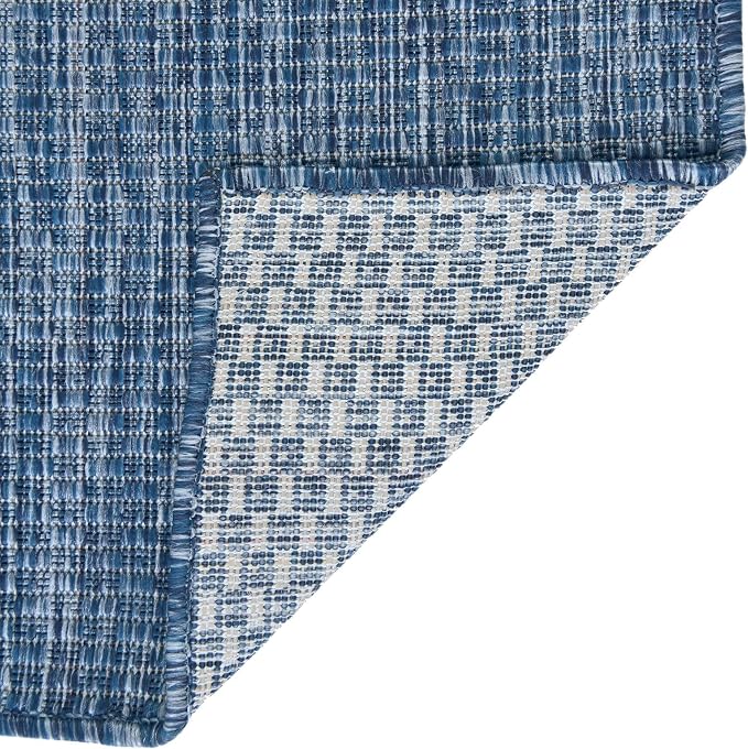 Unique Loom Collection Casual Transitional Solid Heathered Indoor/Outdoor Flatweave Area Rug (8' Octagon, Blue/Navy Blue)