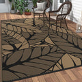 GENIMO Outdoor Rug, Waterproof Plastic Rugs for Patio, 6'x9' Onyx Brown | Outside Larger Leaf Carpet Mat for Porch Decor, Deck, Balcony, Camping, RV, Backyard, Picnic, Beach, Reversible, Foldable