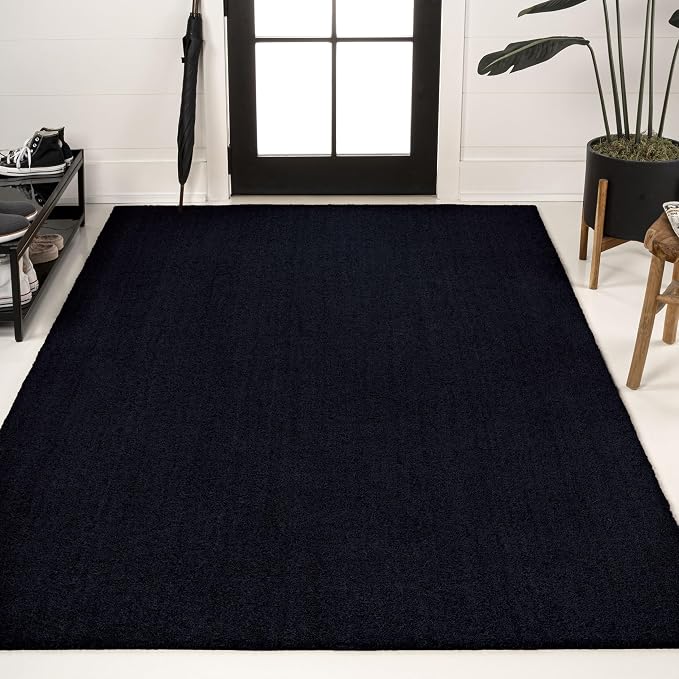 JONATHAN Y Peater Classic Casual Commercial Natural Coir Black 4 ft. x 6 ft. Doormat for Entrance, Front Door, Entryway CHG100H-4