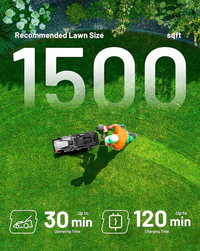 Litheli 14 Inch Cordless Lawn Mower, Lightweight Push Mower with 5.0Ah Battery and Smart Charger, Brushless Motor Lawnmower, 5-Position Height Adjustment (1-2.5 in) for up to 3000 Sq. Ft