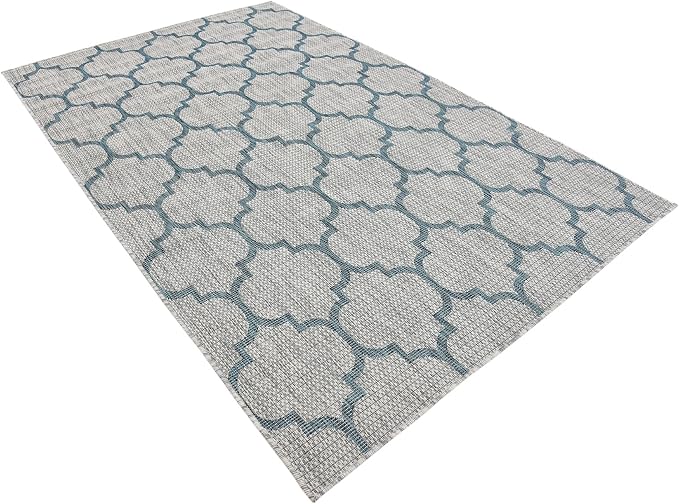 Unique Loom Outdoor Trellis Collection Area Rug (5' 3" x 8' Rectangle, Gray/ Ivory)