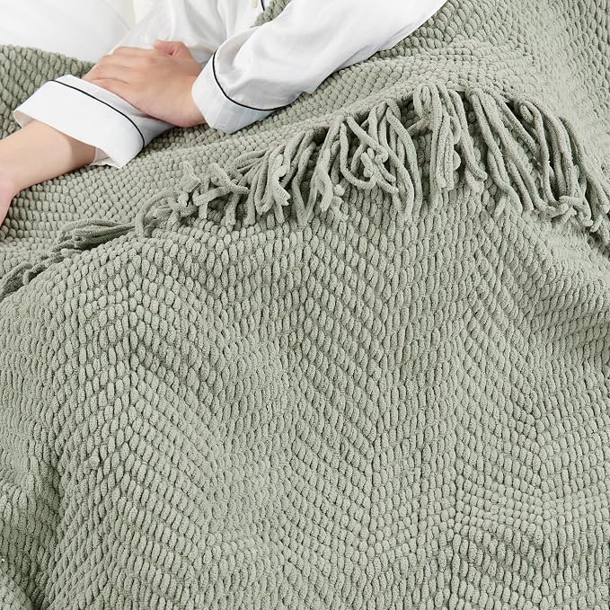 Home Soft Things Silver Throw Blanket Knitted Tweed Throw 50'' x 60'', Silver, Super Soft Cozy Warm Comfortable Breathable Throw for Living Room Chair Couch Bed Sofa Bedroom Home Décor