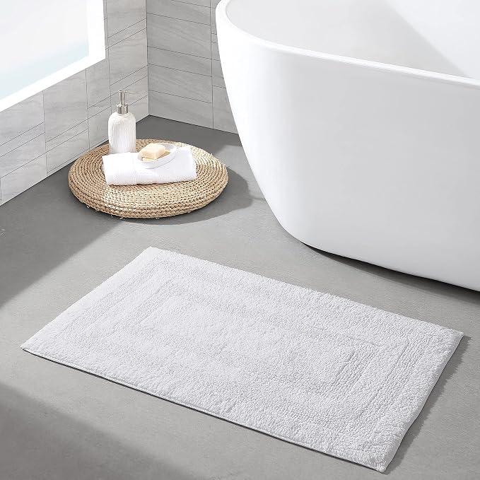 Nautica - Bath Rugs, Reversible Tufted Cotton Bath Mat, Soft & Absorbent, Oeko-Tex Certified (Micellar Solid White, 2-Piece)