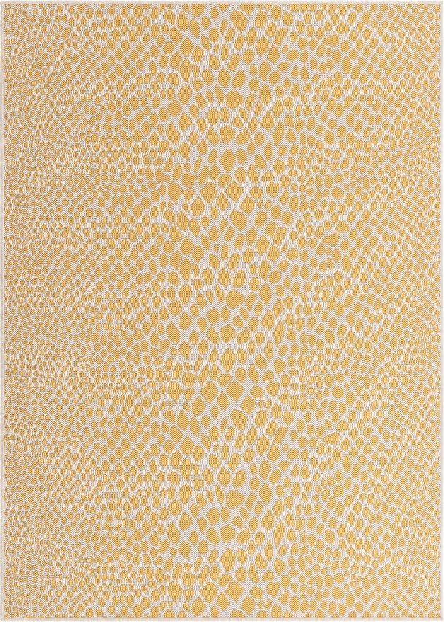 Unique Loom Outdoor Collection Area Rug - Cape Town (5' 3" x 8' Rectangle, Yellow Ivory/ Ivory)
