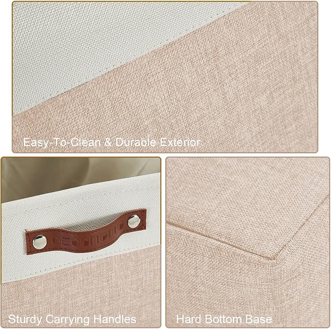 DECOMOMO Storage Bins, Large Fabric Storage Baskets for Shelves 3 Pack | 15 x 11 x 9.5 inches Decorative Linen Closet Organizers (Mixed Neutral)