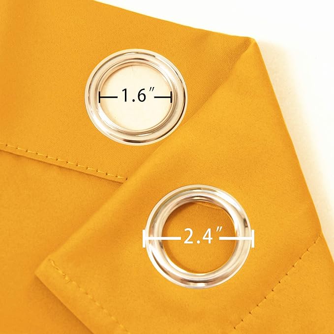 LEMOMO Yellow Thermal Blackout Curtains/42 x 72 Inch/Set of 2 Panels Room Darkening Curtains for Bedroom