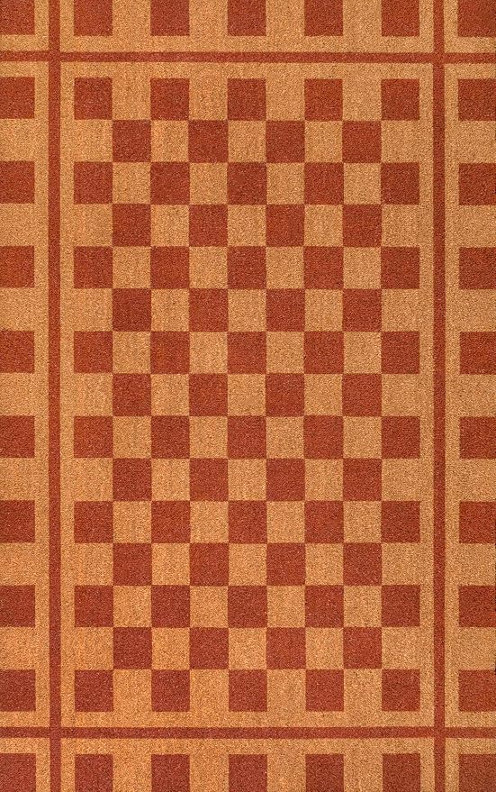 JONATHAN Y Natural Coir Indoor/Outdoor Runner Rug 3X6 Natural/Red, Peater Classic Casual Commerical Doormat Ideal for Door Entrance, Patio, Porch, Backyard, Garages NRF109A-36