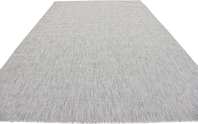 Unique Loom Outdoor Solid Collection Area Rug (8' x 11' 4" Rectangle Light Gray/Ivory)
