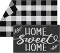 Geelin 2 Pcs 30'' x 18'' Doormat 43'' x 27.5'' Black and White Layered Rug for Front Door Mat Outside Entrance Welcome Door Mats for Indoor Outdoor Entryway Porch Decor(Home Sweet Home)