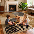 Washable Rainbow Easy Jute Rug 8x10, Neutral Geometric Modern Outdoor Indoor Patio Farmhouse Large Rugs, Woven Non Slip Thin Carpet for Living Dining Play Room Bedroom Classroom Kids Nursery
