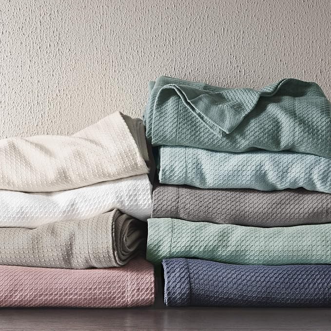 Madison Park 100% Egyptian Cotton King Size Bed Blanket for Summer Rose | Cozy Soft Breathable Durable, Waffle Weave Woven Casual, Lightweight Knit All Season Throw for Bed Couch or Sofa, OEKO TEX