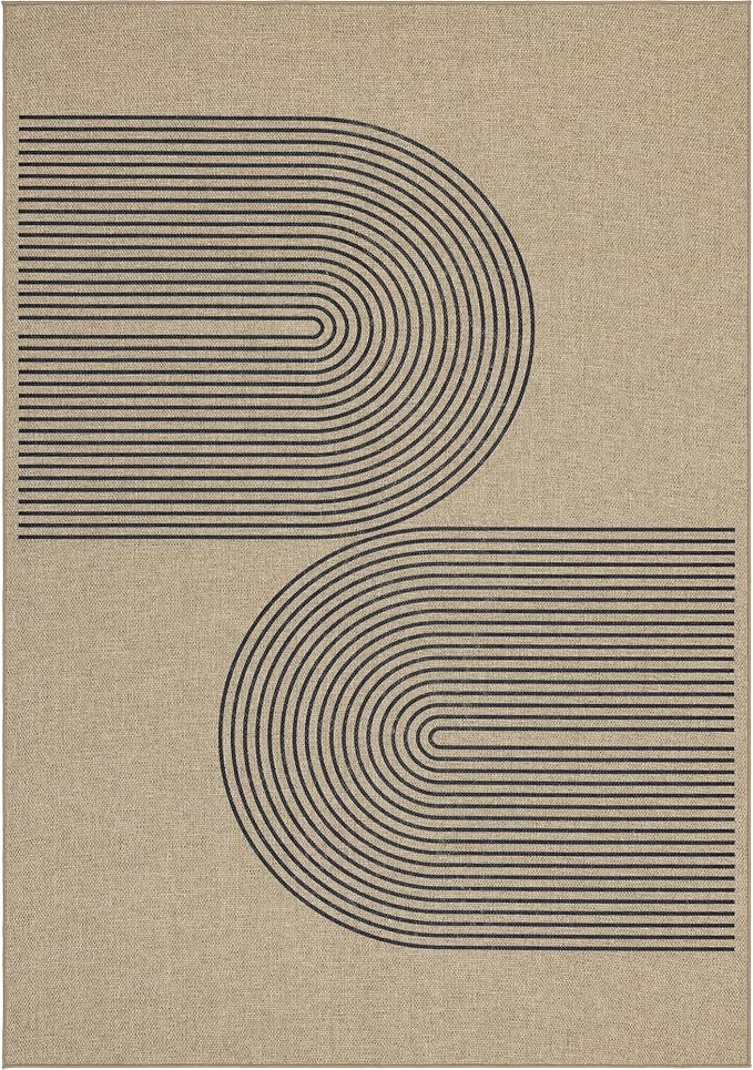 Easy Jute Rug for Pet Homes: 4x6 Outdoor Rug - Black Stripes | Washable Design Cuts Your Cleaning Time by 75% and Maintain Shape and Texture after 50 Machine Wash Cycles