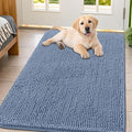 Smiry Dog Door Mat for Muddy Paws 54x32, Absorbent Dirt Trapper, Non-Slip Washable Chenille Entryway Rug for Inside Floor, Airy Blue, Classic Solid