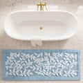 Madison Park Serene Tufted Bath Rug Cotton Absorbent, 24 x 60, Blue | Quick Dry, Soft Pile, Machine Washable, Floral Pattern, Plush, OEKO-TEX Certified