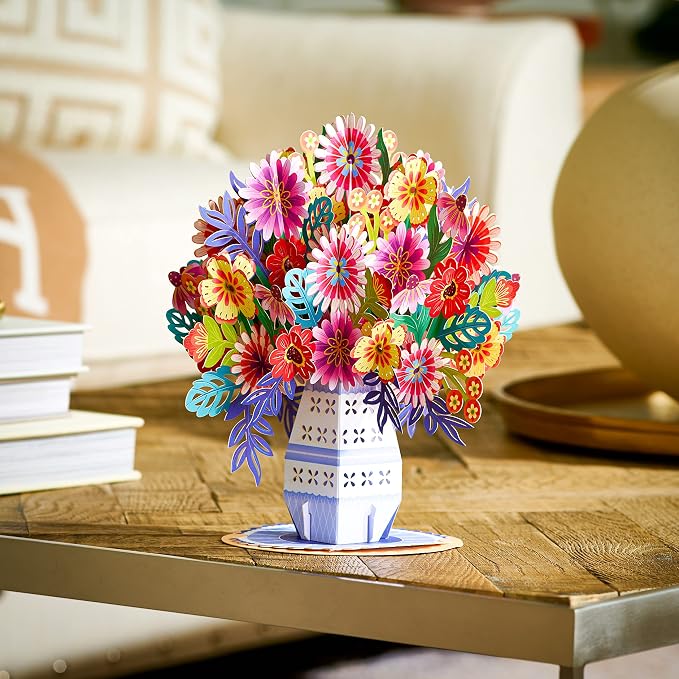 HugePop Flower Bouquet Pop Up Cards 2 Pack - Includes 1 Vibrance Flower Bouquet and 1 Exotica Flower Bouquet, Gift For Mothers Day, Birthday, Valentines Day, All Occasions - Jumbo 10" x 14" Card