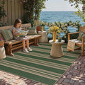 PureCozy Striped Easy Jute Rug 4x6 Green Entryway Carpet Washable Non Slip Office Door Mat Farmhouse Neutral Non Shedding Small Indoor Outdoor Rug for Bathroom Kitchen Bedroom Living Room