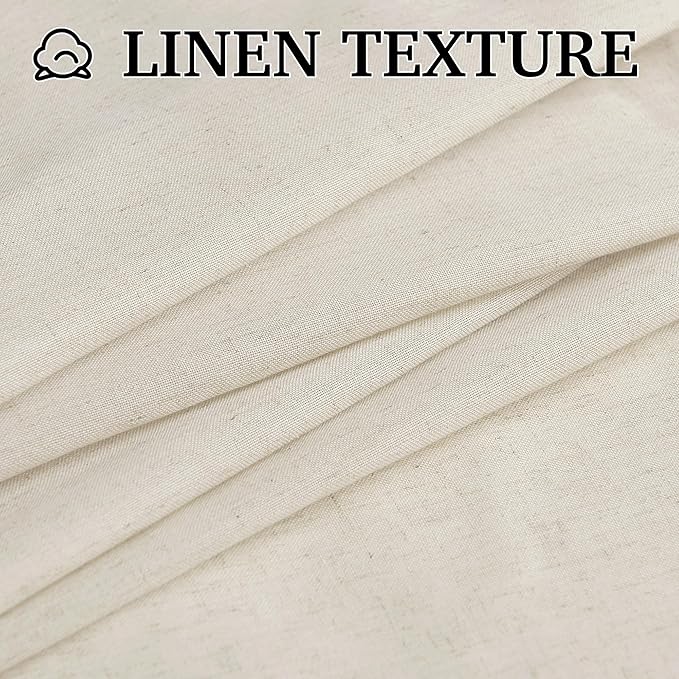 RYB HOME 108 inches Long Farmhouse Boho Curtains, Semi Sheer Thick Linen Light - Image 3