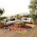 Nourison Home Aloha Indoor/Outdoor Red Multi Colored 6' x 9' Area Rug, Tropical, Botanical, Easy Cleaning, Non Shedding, Bed Room, Living Room, Dining Room, Deck, Backyard, Patio (6x9)