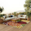 Nourison Home Aloha Indoor/Outdoor Red Multi Colored 9' x 12' Area Rug, Tropical, Botanical, Easy Cleaning, Non Shedding, Bed Room, Living Room, Dining Room, Deck, Backyard, Patio (9x12)