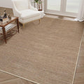 GarveeHome 5x7 Washable Rug for Bedroom Solid Easy Jute Living Room Rugs | Non Slip Modern Neutral Bordered Stain Resistant Indoor Throw Carpet for Nursery Kitchen Dining Room Entryway, Brown