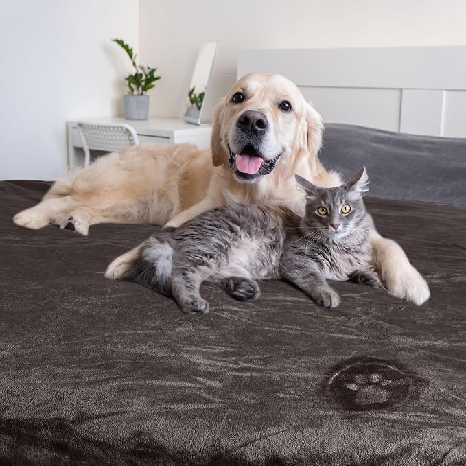 PETMAKER Dog Blanket, Charcoal, 60” x 70” | Reversible Sherpa Blanket - Throws for Bed, Couch, or Car - Machine Washable Puppy Essentials